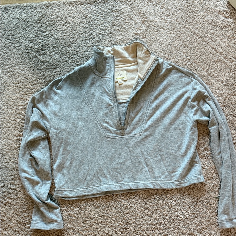 Aerie Gray Quarter-Zip Pullover by Aerie